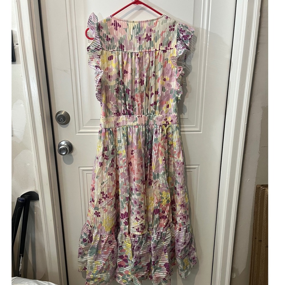 Kate Spade Painted Petals Burnout Dress Mini Floral Ruffle‎ Sleeve Spring Size 8 - Picture 3 of 9